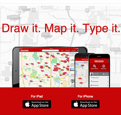 Thumbnail image for the Edina Realty Redesign project showing the Edina Realty app screen on a tablet, an iPhone, and an Android device.